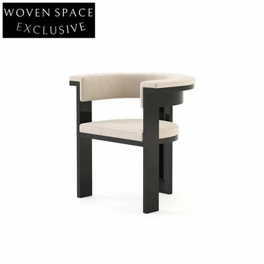 Modern Minimalist Solid Wood Curved Backrest Fabric Upholstered Dining Chair