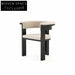 Modern Minimalist Solid Wood Curved Backrest Fabric Upholstered Dining Chair