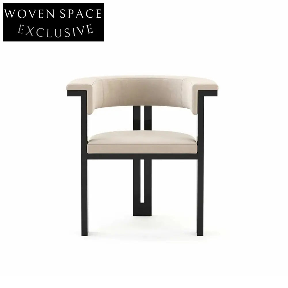 Modern Minimalist Solid Wood Curved Backrest Fabric Upholstered Dining Chair