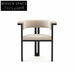 Modern Minimalist Solid Wood Curved Backrest Fabric Upholstered Dining Chair