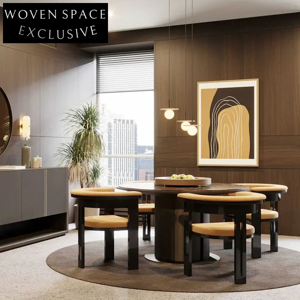 Modern Minimalist Solid Wood Curved Backrest Fabric Upholstered Dining Chair