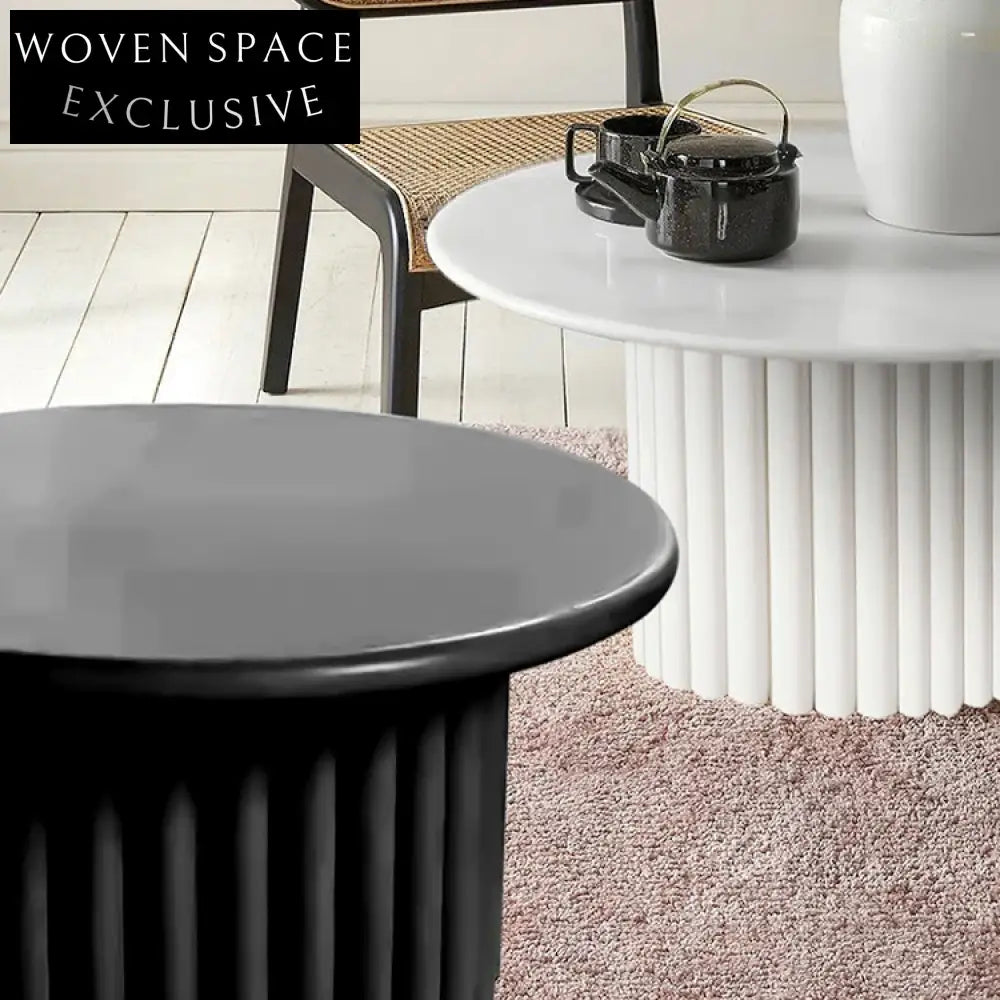 Modern Minimalist Solid Wood Cylinder Sofa Side Accent Coffee Table