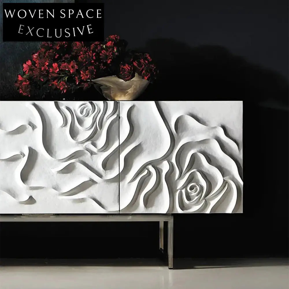 Modern Minimalist Solid Wood Rectangle Side Cabinet with Metal Legs for Living Room