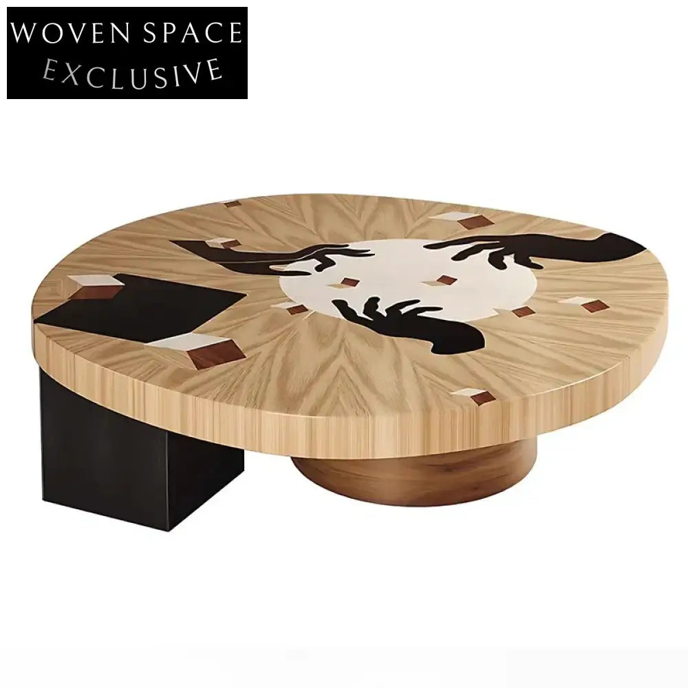 Modern Minimalist Solid Wood Round Living Room Center Coffee Table