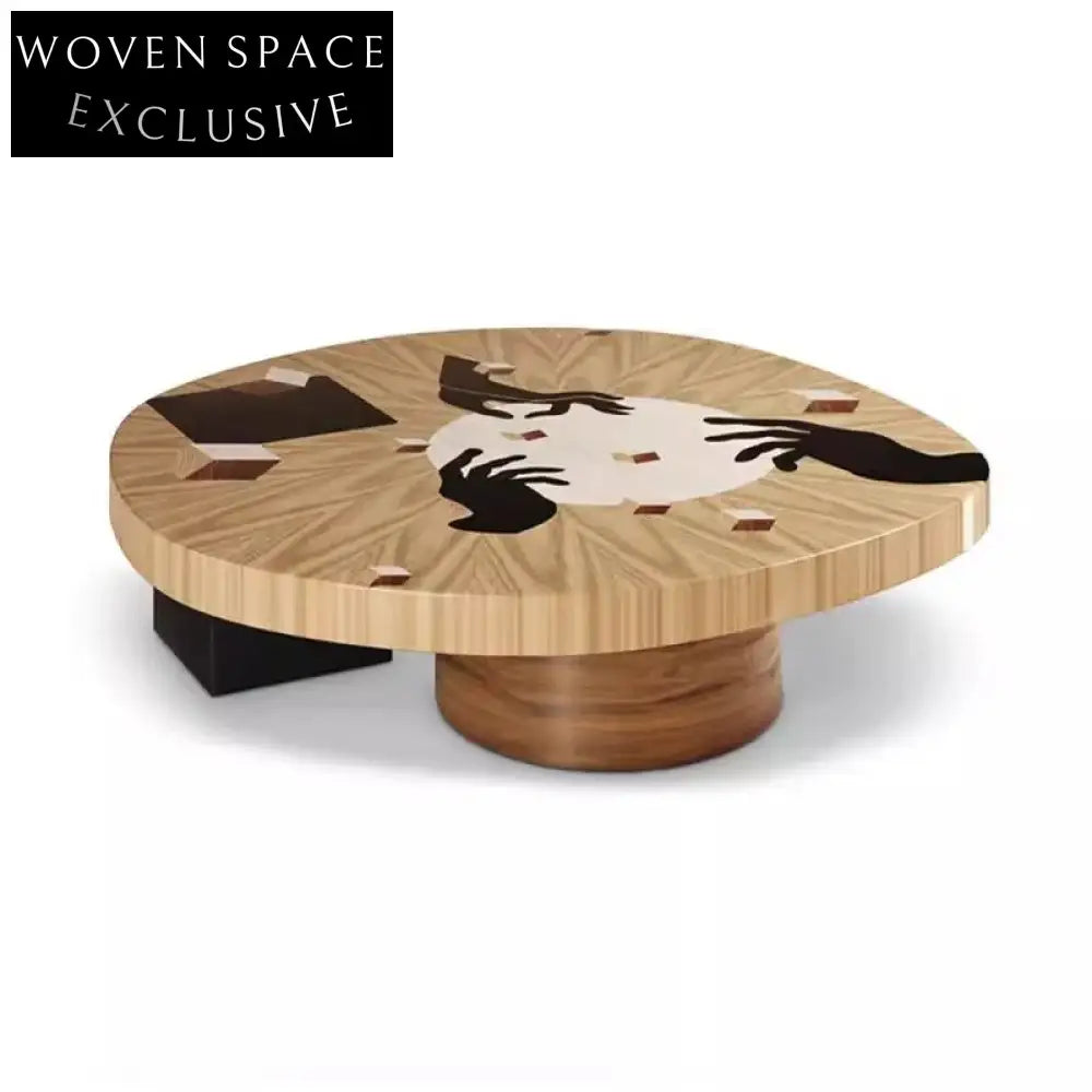 Modern Minimalist Solid Wood Round Living Room Center Coffee Table
