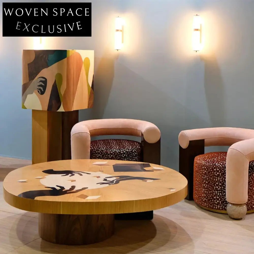 Modern Minimalist Solid Wood Round Living Room Center Coffee Table