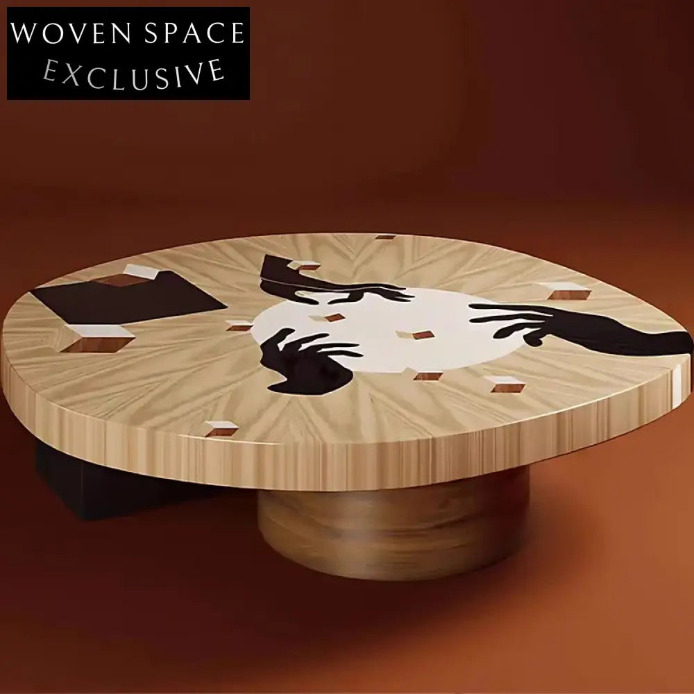 Modern Minimalist Solid Wood Round Living Room Center Coffee Table