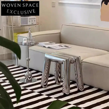 Modern Minimalist Stainless Steel Ottoman Stool for Living Room and Cafe