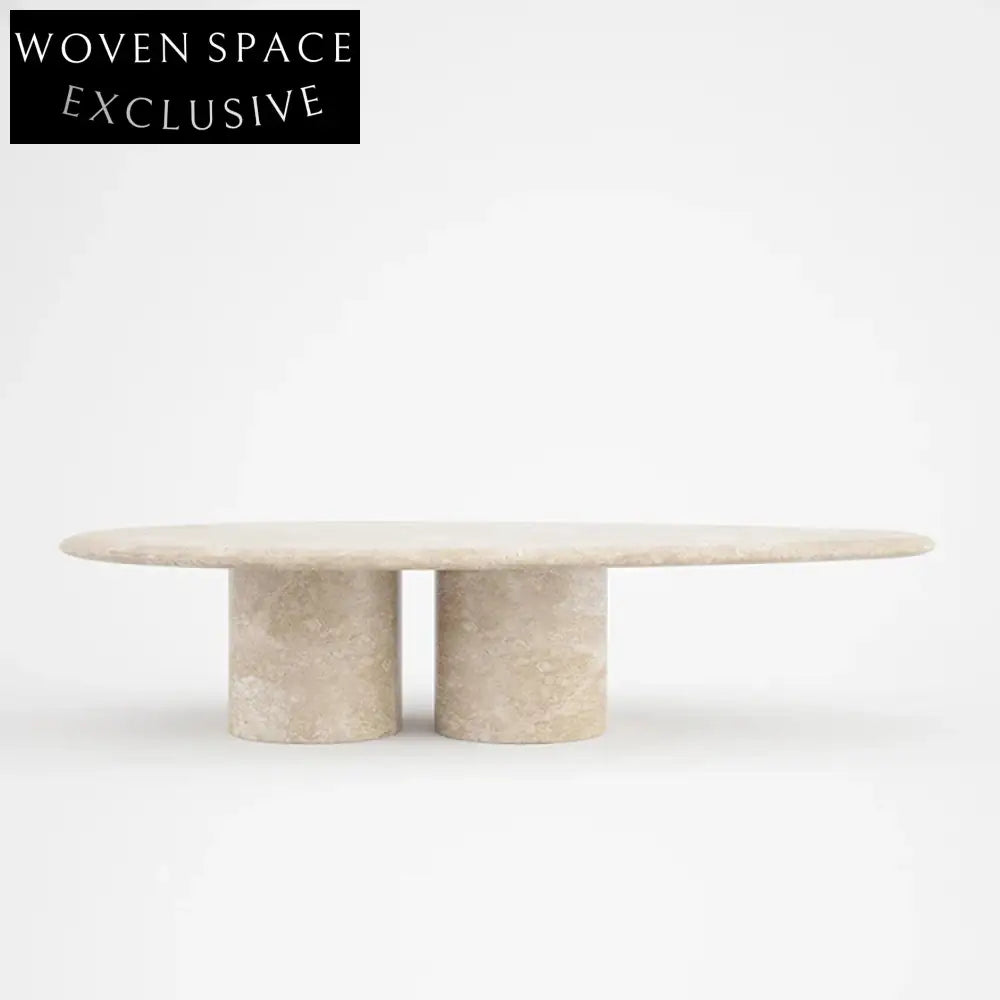 Modern Minimalist Travertine Marble Natural Stone Living Room Coffee Table