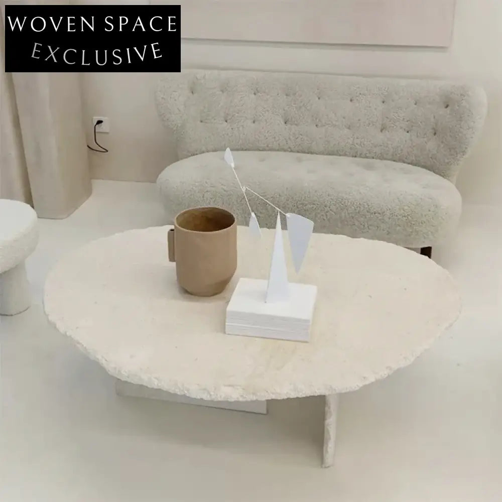 Modern Minimalist Travertine Marble Natural Stone Living Room Coffee Table