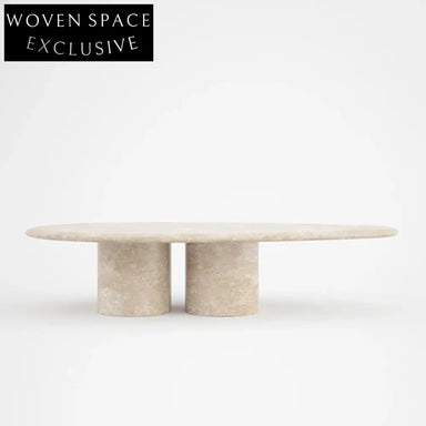 Modern Minimalist Travertine Marble Oval Living Room Coffee Table