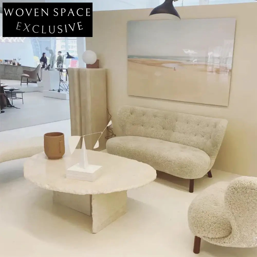 Modern Minimalist Travertine Marble Oval Living Room Coffee Table