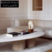 Modern Minimalist Travertine Marble Oval Living Room Coffee Table