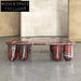 Modern Minimalist Travertine Rectangle Living Room Coffee Table