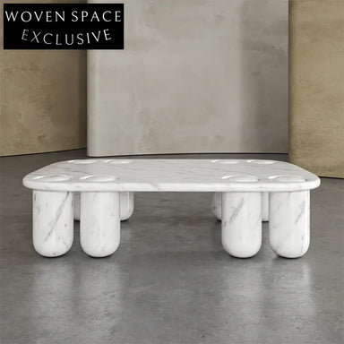 Modern Minimalist Travertine Rectangle Living Room Coffee Table