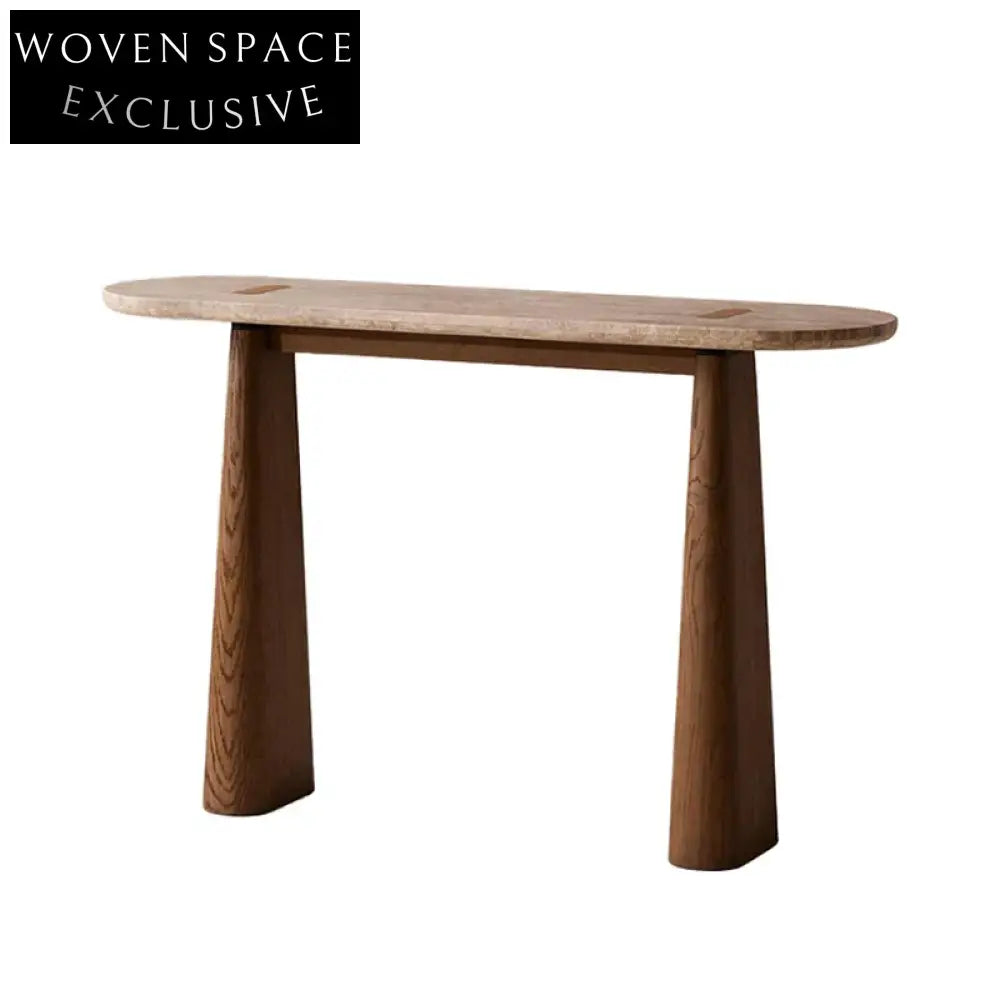 Modern Minimalist Travertine Stone Entryway Living Room Console Table