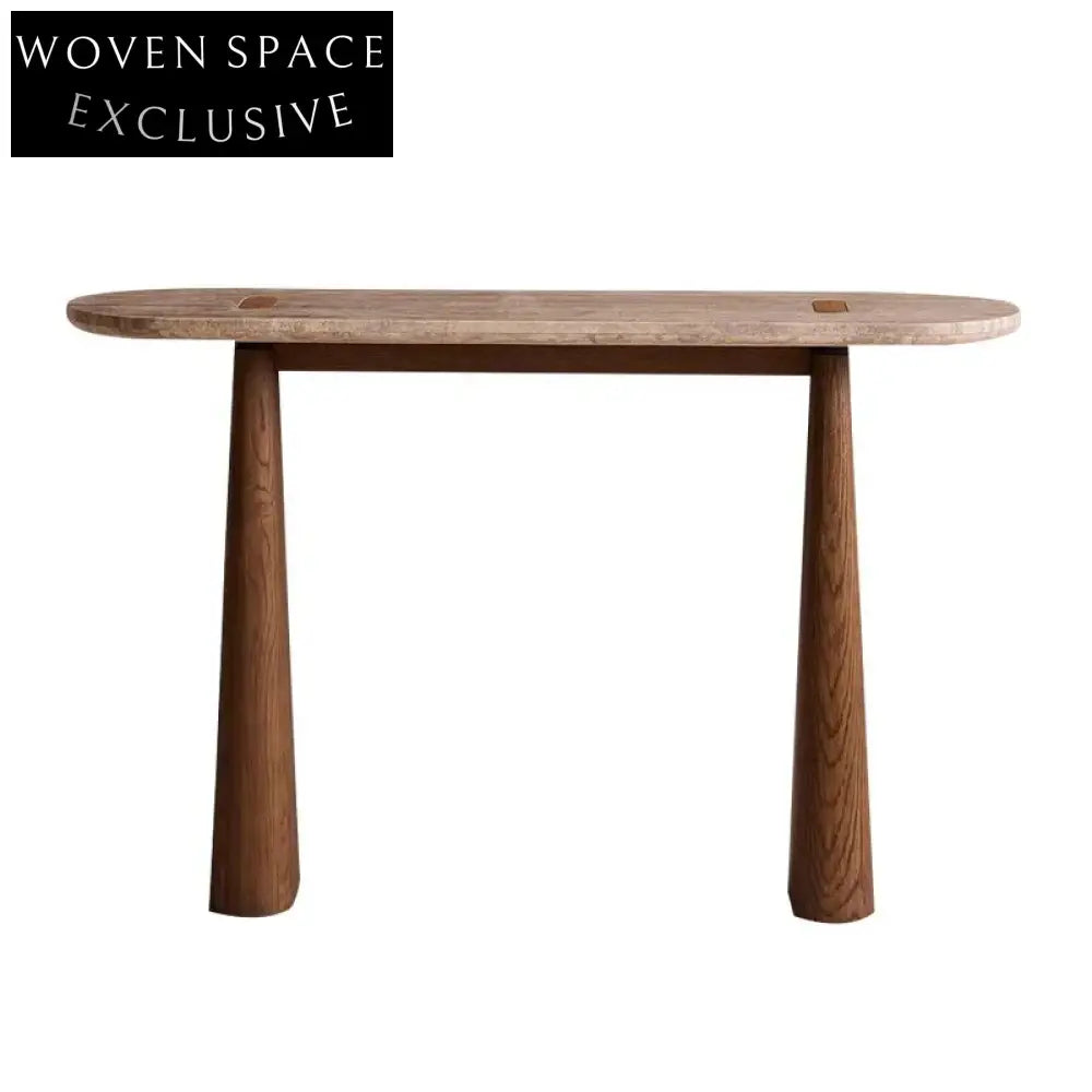 Modern Minimalist Travertine Stone Entryway Living Room Console Table