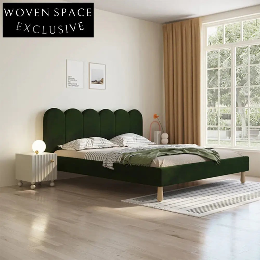 Modern Minimalist Velvet Fabric King Size Master Bedroom Bed