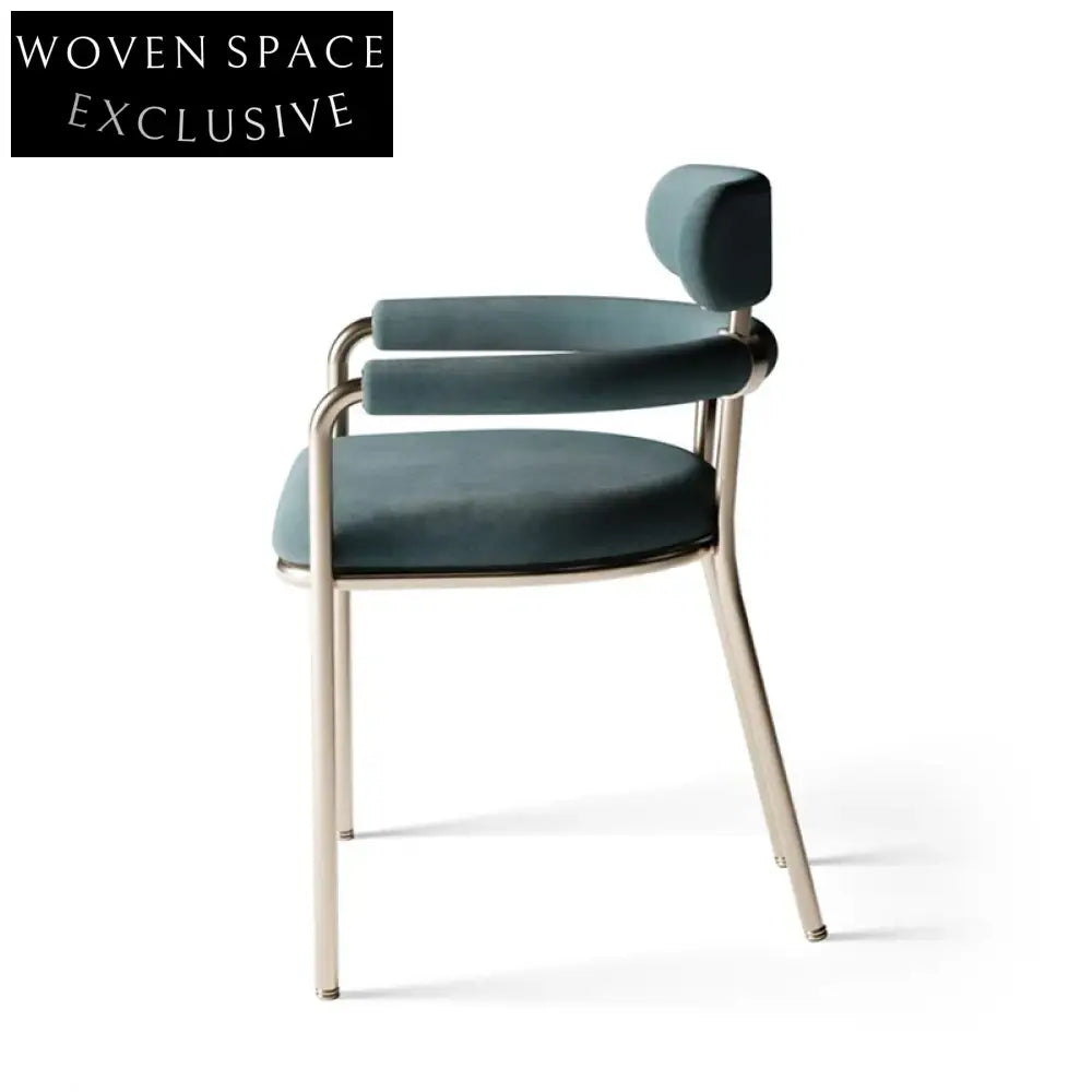 Modern Minimalist Velvet Fabric Stainless Steel Frame Dining Armchair