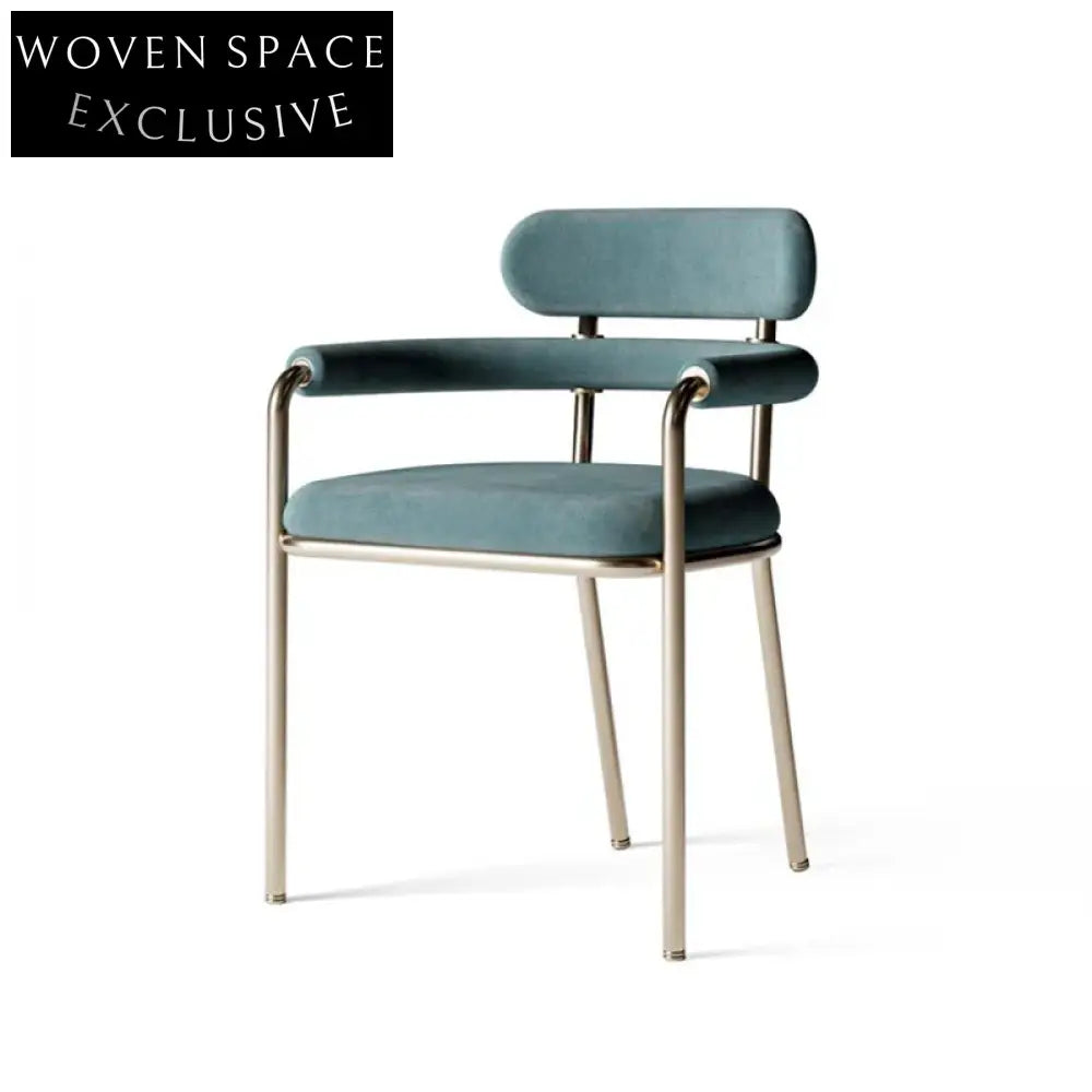 Modern Minimalist Velvet Fabric Stainless Steel Frame Dining Armchair