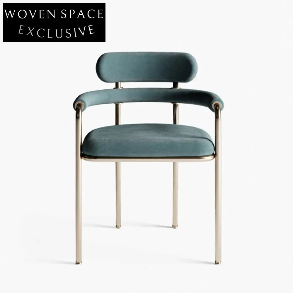 Modern Minimalist Velvet Fabric Stainless Steel Frame Dining Armchair