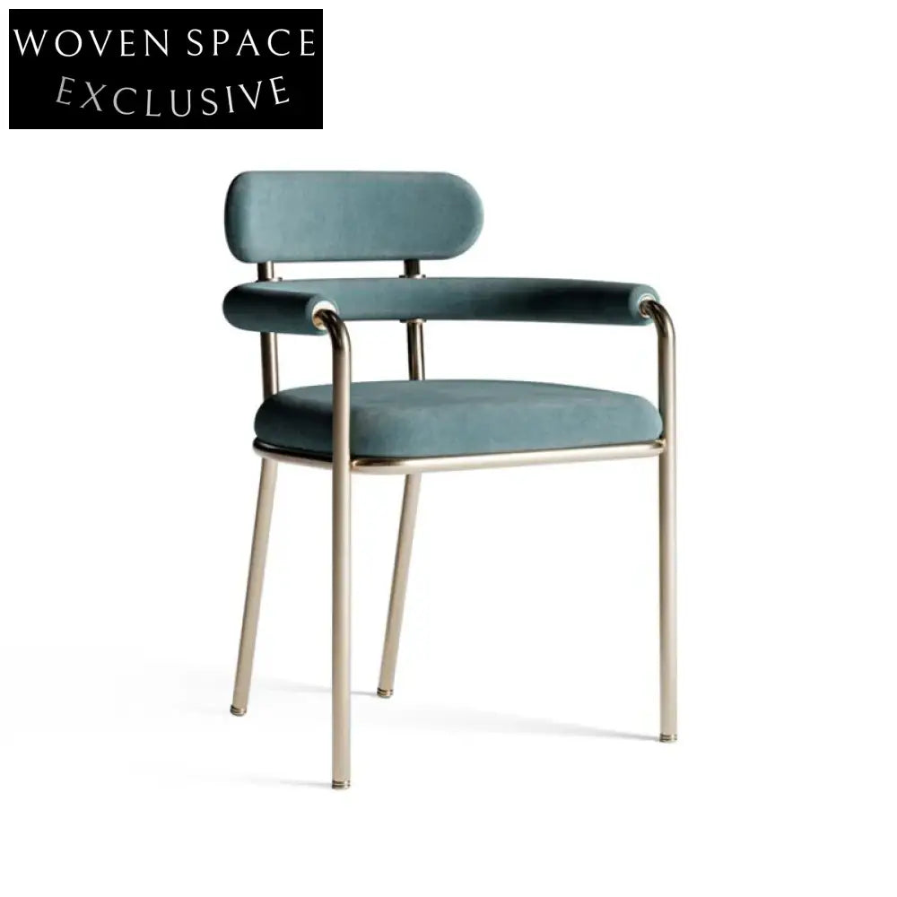 Modern Minimalist Velvet Fabric Stainless Steel Frame Dining Armchair