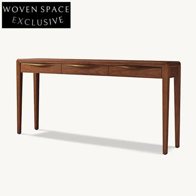 Modern Minimalist Walnut 3-Drawer Storage Console Table