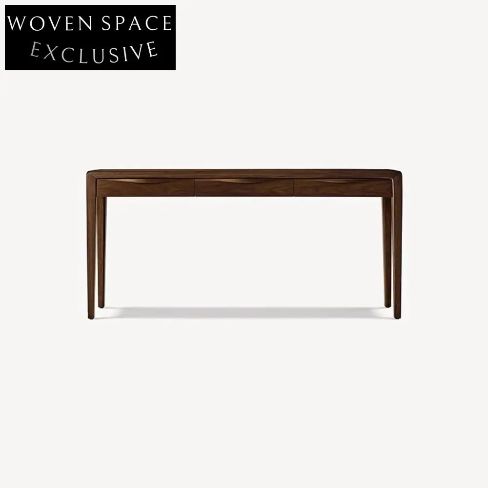 Modern Minimalist Walnut 3-Drawer Storage Console Table