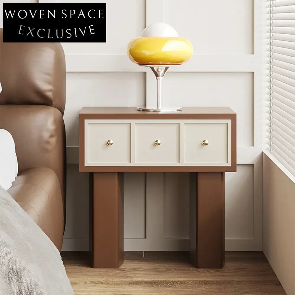 Modern Minimalist Wooden Nightstand with Drawer for Compact Bedroom Storage