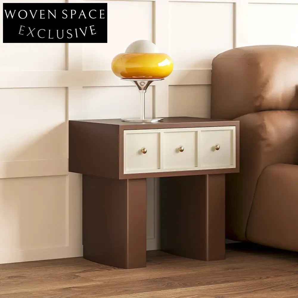 Modern Minimalist Wooden Nightstand with Drawer for Compact Bedroom Storage
