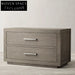 Modern Minimalist Wooden Nightstand with Drawers, Square Oak Veneer Bedside Table