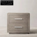 Modern Minimalist Wooden Nightstand with Drawers, Square Oak Veneer Bedside Table