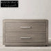 Modern Minimalist Wooden Nightstand with Drawers, Square Oak Veneer Bedside Table