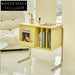 Modern Mobile Sofa Side Table with Storage, Wood-Metal Accent Cabinet