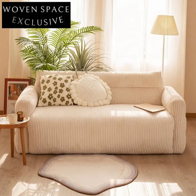 Modern Modular Cream White Corduroy Velvet Sectional Sofa for Living Room