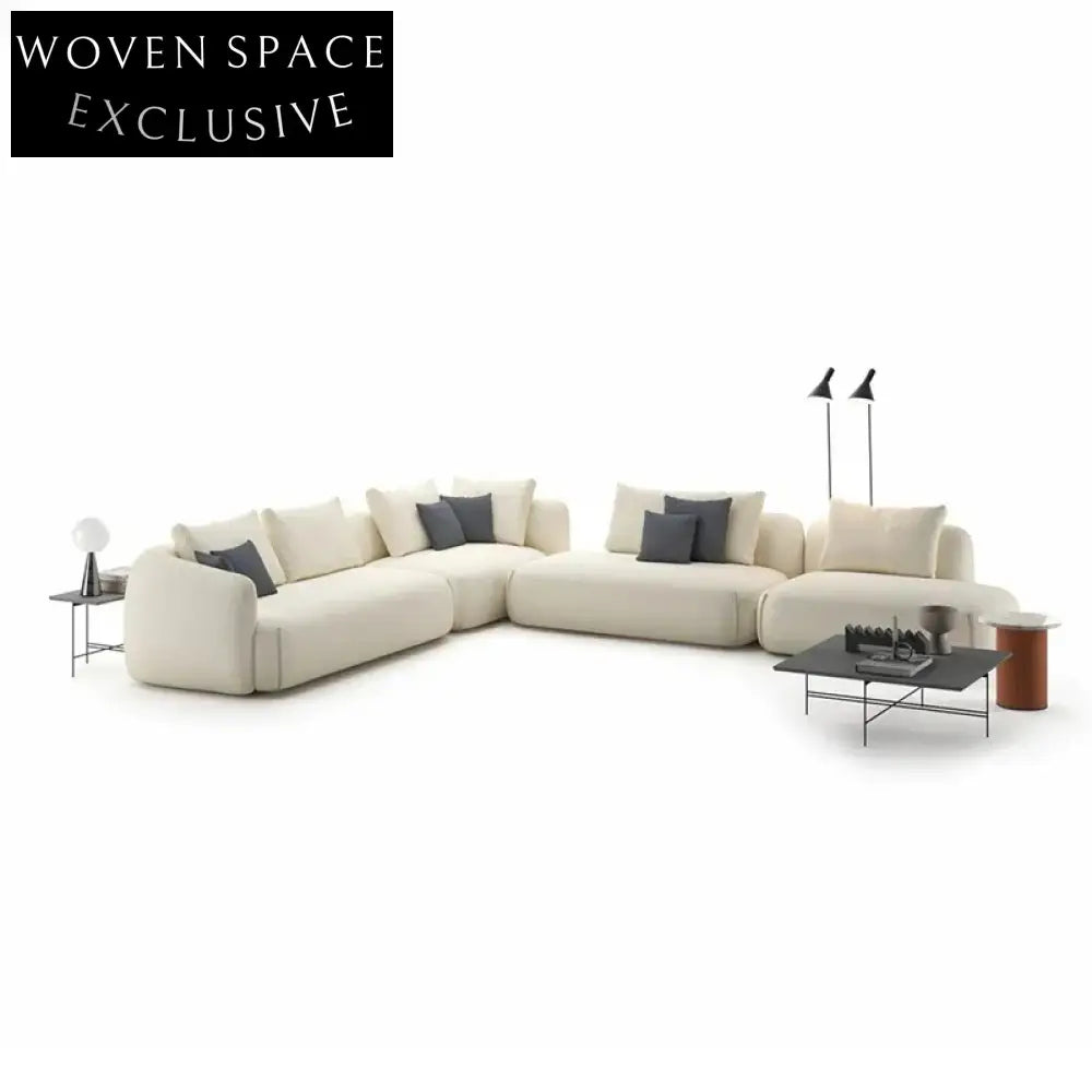 Modern Modular Curved Sectional Sofa Set - Teddy Fabric Living Room Couch