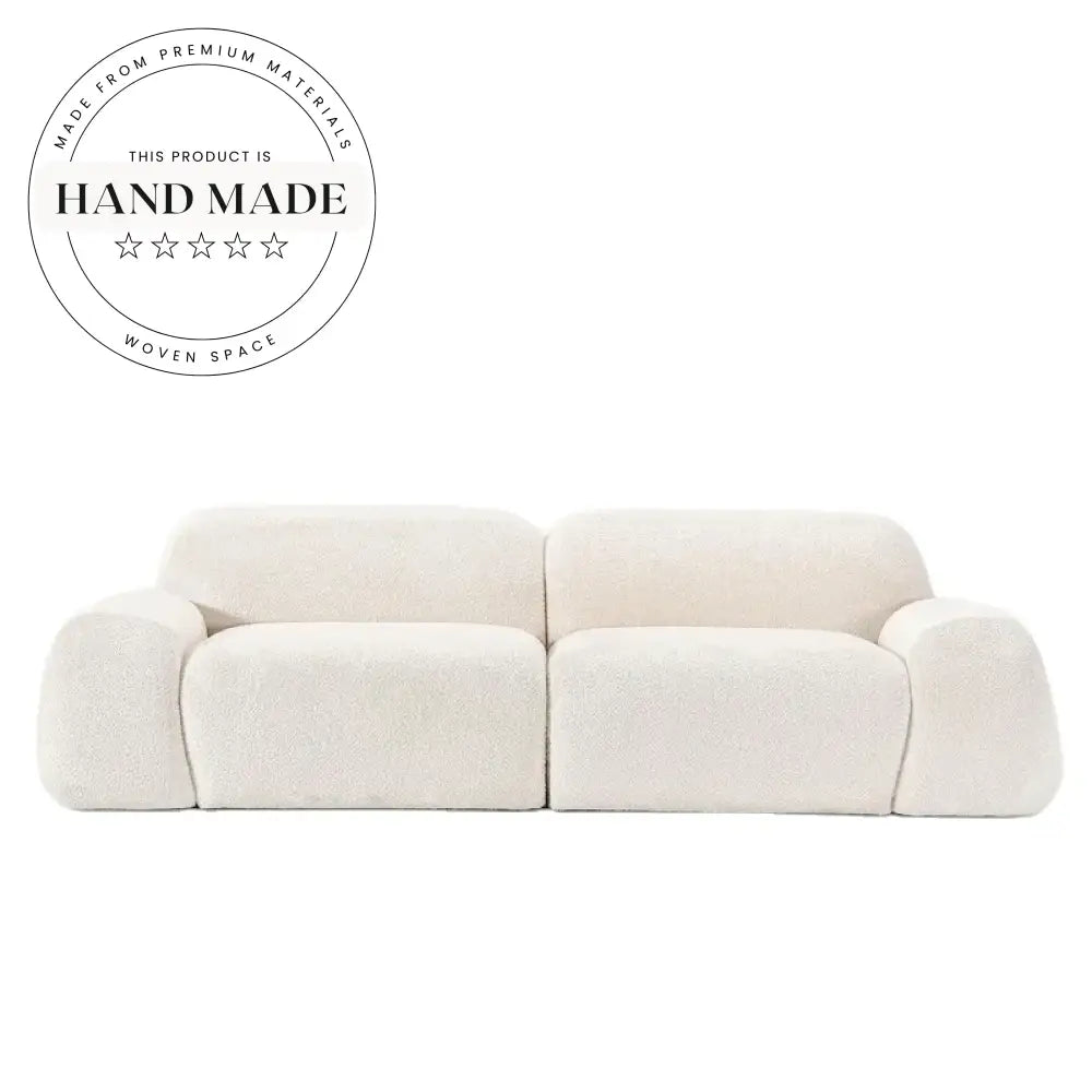 Modern Modular White Teddy Boucle Fabric Comfortable Upholstered Sectional Sofa