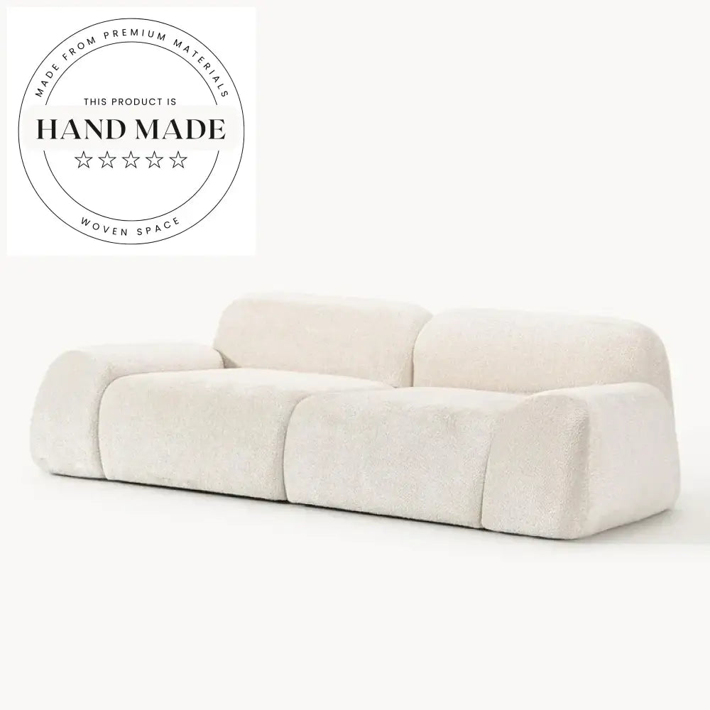 Modern Modular White Teddy Boucle Fabric Comfortable Upholstered Sectional Sofa
