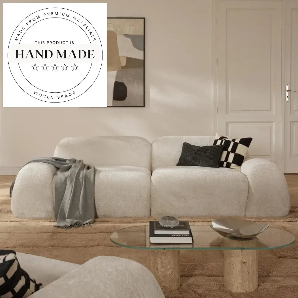 Modern Modular White Teddy Boucle Fabric Comfortable Upholstered Sectional Sofa