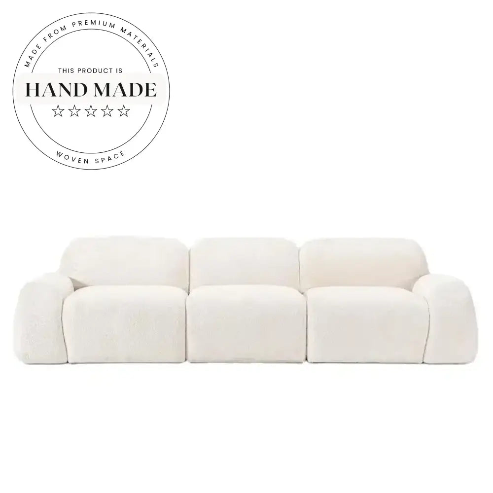 Modern Modular White Teddy Boucle Fabric Comfortable Upholstered Sectional Sofa