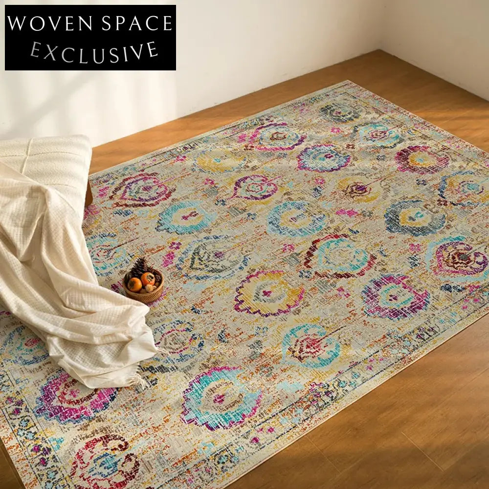 Modern Moroccan Ethnic Washable Anti-Slip Polyester Area Rug for Home Decor