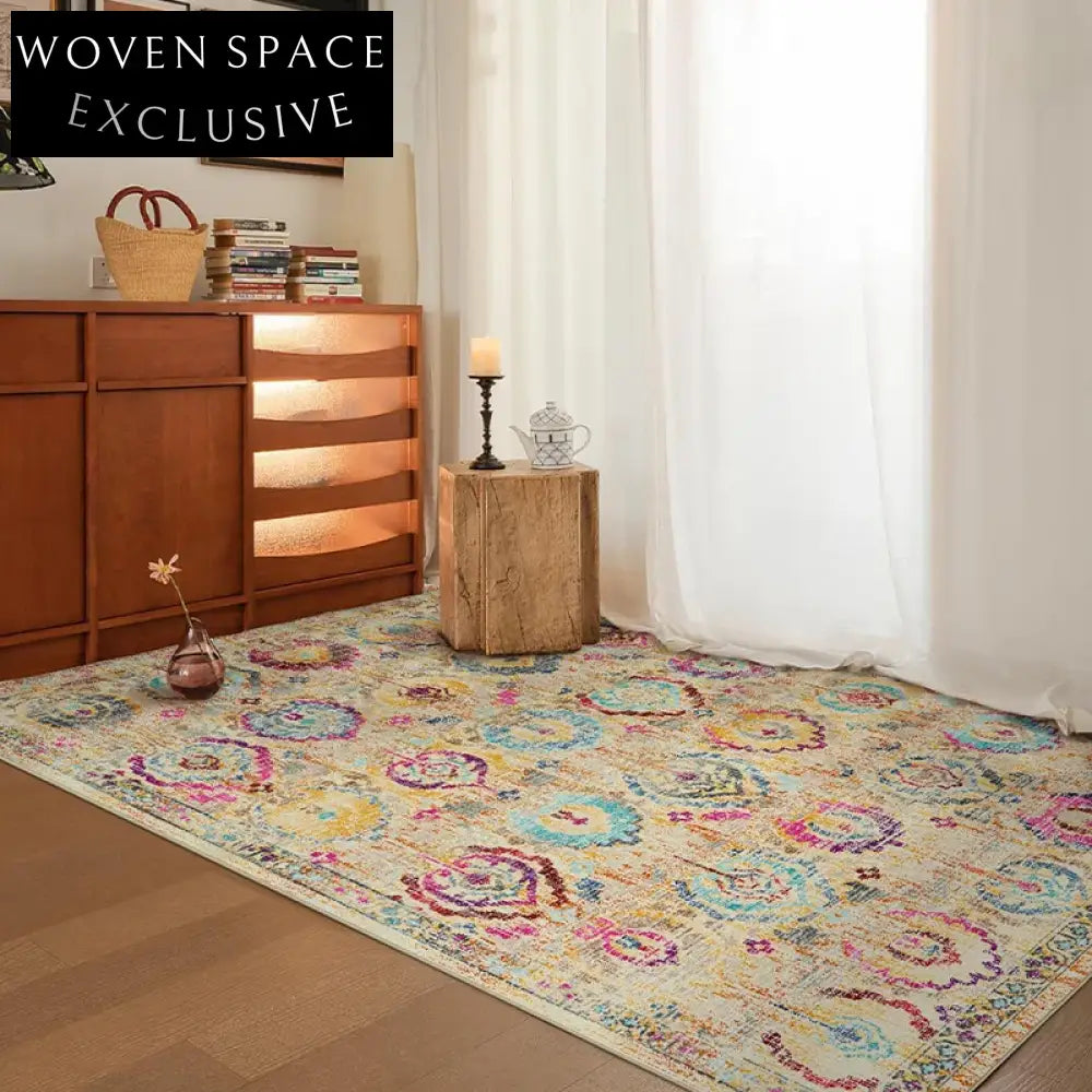 Modern Moroccan Ethnic Washable Anti-Slip Polyester Area Rug for Home Decor