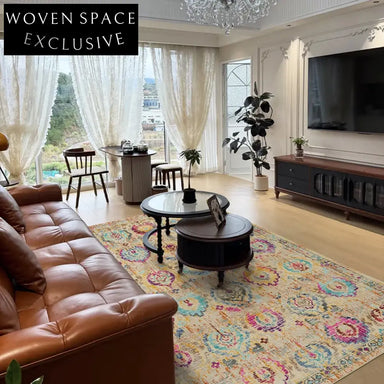 Modern Moroccan Ethnic Washable Anti-Slip Polyester Area Rug for Home Decor