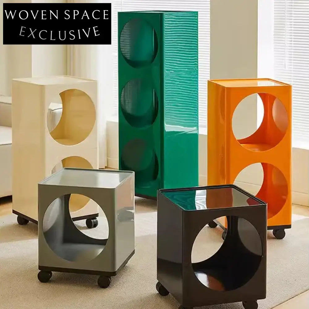 Modern Multi-layer ABS Plastic Rolling Storage Side Cabinet with Wheels