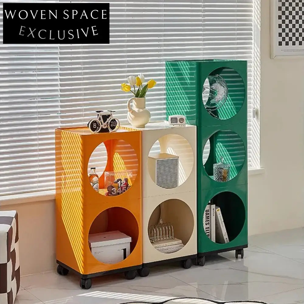 Modern Multi-layer ABS Plastic Rolling Storage Side Cabinet with Wheels