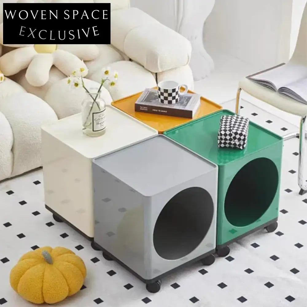 Modern Multi-layer ABS Plastic Rolling Storage Side Cabinet with Wheels