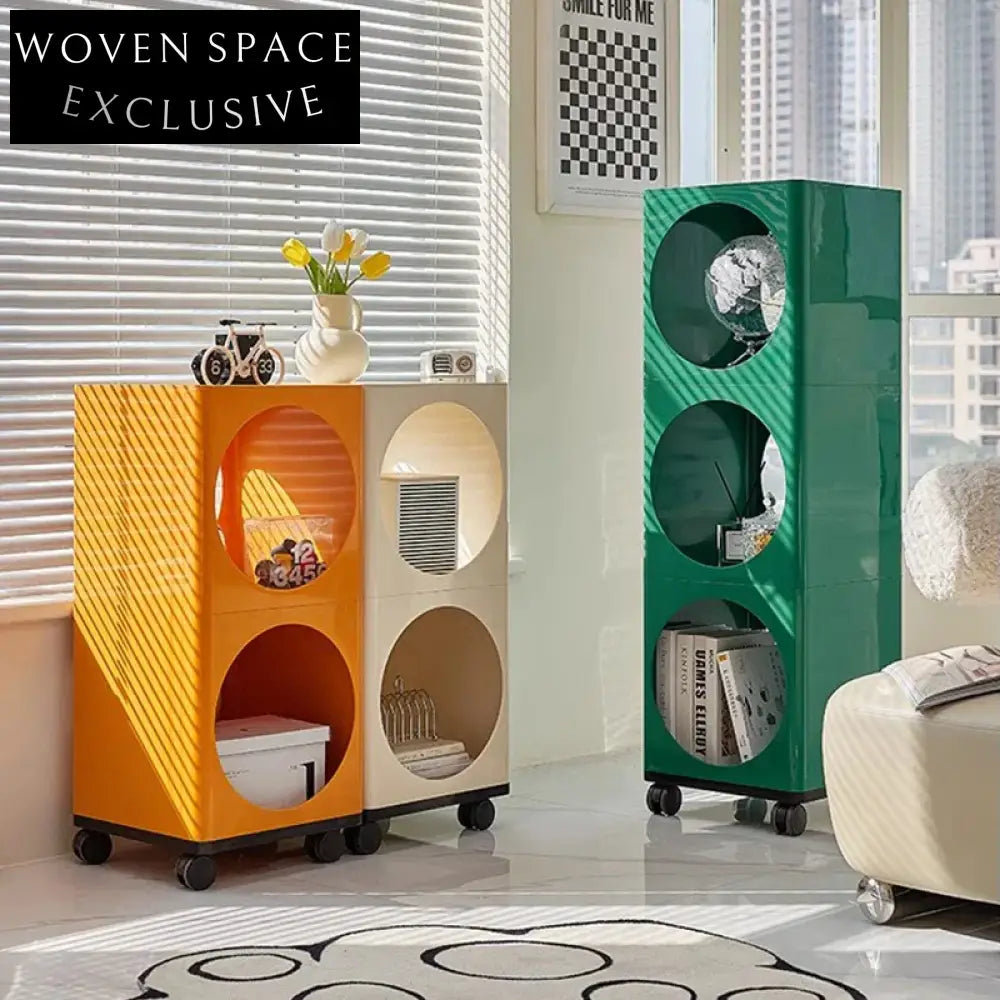 Modern Multi-layer ABS Plastic Rolling Storage Side Cabinet with Wheels