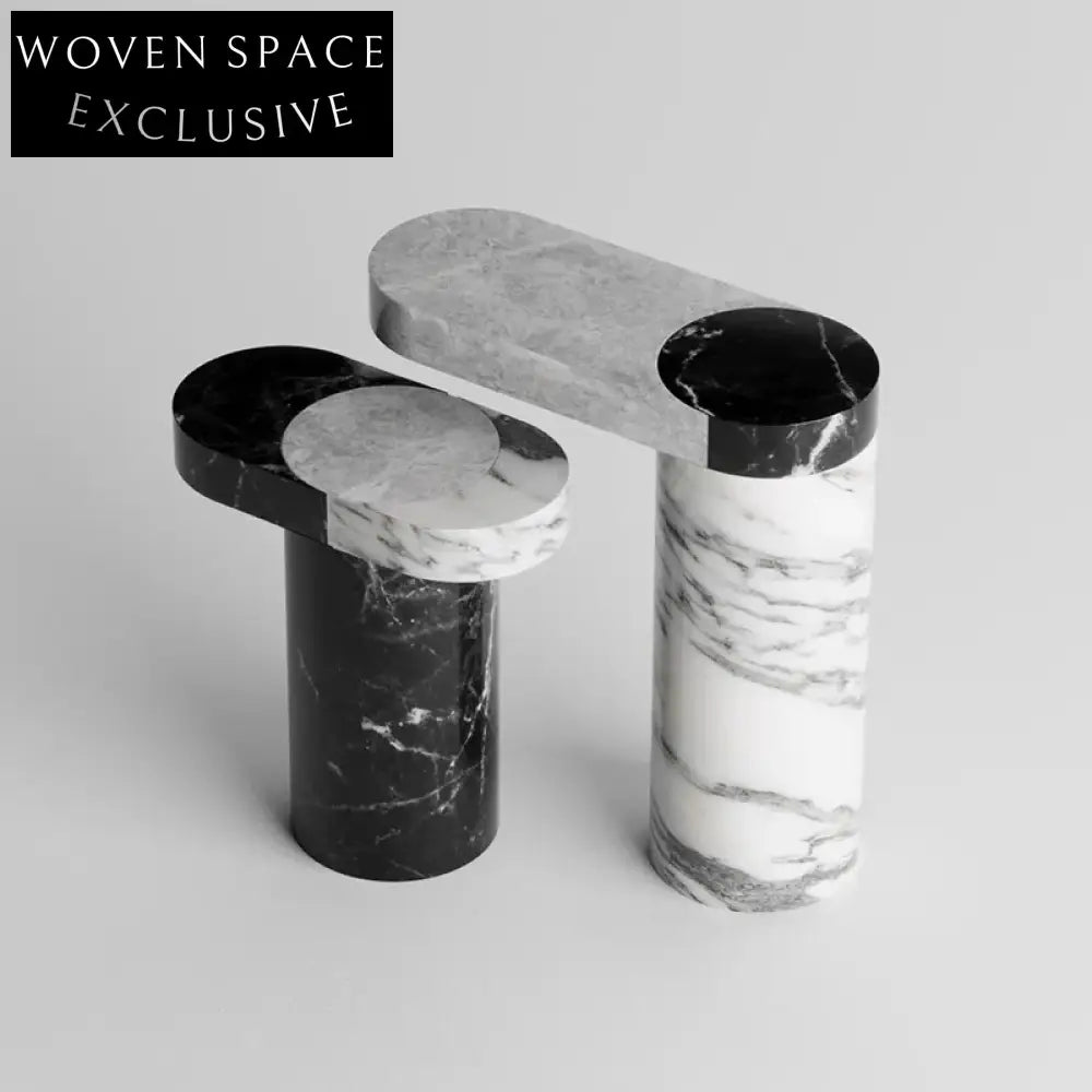 Modern Natural Italian Marble Coffee End Table Set for Living Room