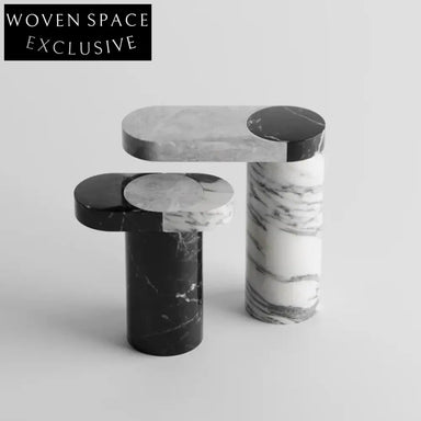 Modern Natural Italian Marble Coffee End Table Set for Living Room