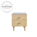 Modern Natural Oak Solid Wood Two Drawer Marble Top Nightstand